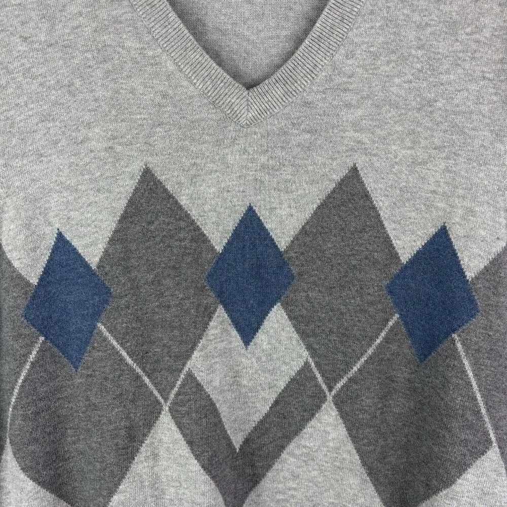 Greg Norman Mens Sweater Vest M Gray blue Golf Argyle Spring Preppy Academia - Picture 3 of 9